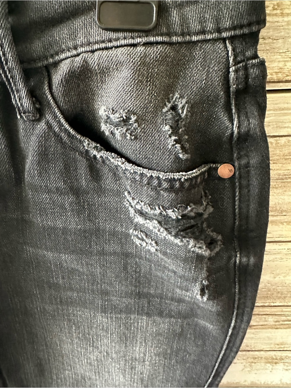 🖤 Judy Black Distressed Denim Mini Skirt Size Medium - Picture 3 of 12